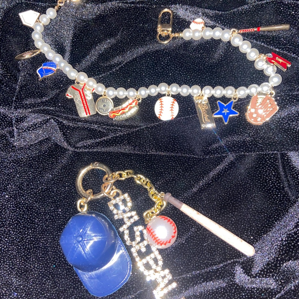 Baseball Charm Bracelet with Blue Cap